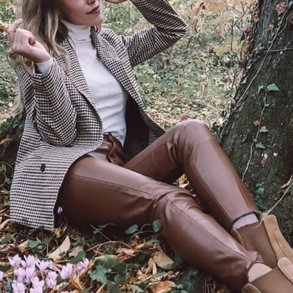 Plaid Print Double Breasted Lapel Collar Blazer work professional Business Chic - Picture 16 of 16